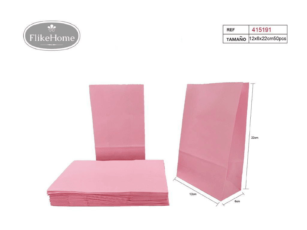 Bolsa de papel sin asa (VARIOS TAMAÑOS DISPONIBLES) - 6 Paquetes de 50 Uds. - FlikeHome - Bolsa Regalo - 415191X6 - Bolsa Regalo -