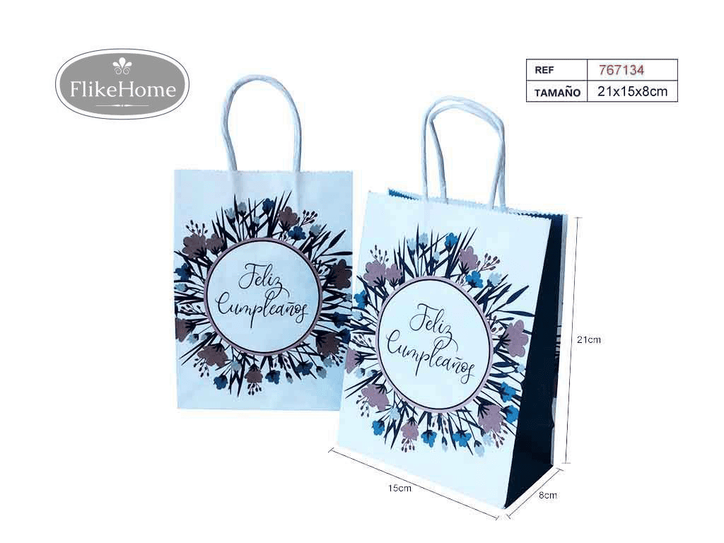 Bolsa de Regalo de Papel con Asa (VARIOS TAMAÑOS DISPONIBLES) – Elegancia y Comodidad. Pack 12 Uds. - FlikeHome - Bolsa Regalo - 767134X12 - Bolsa Regalo -