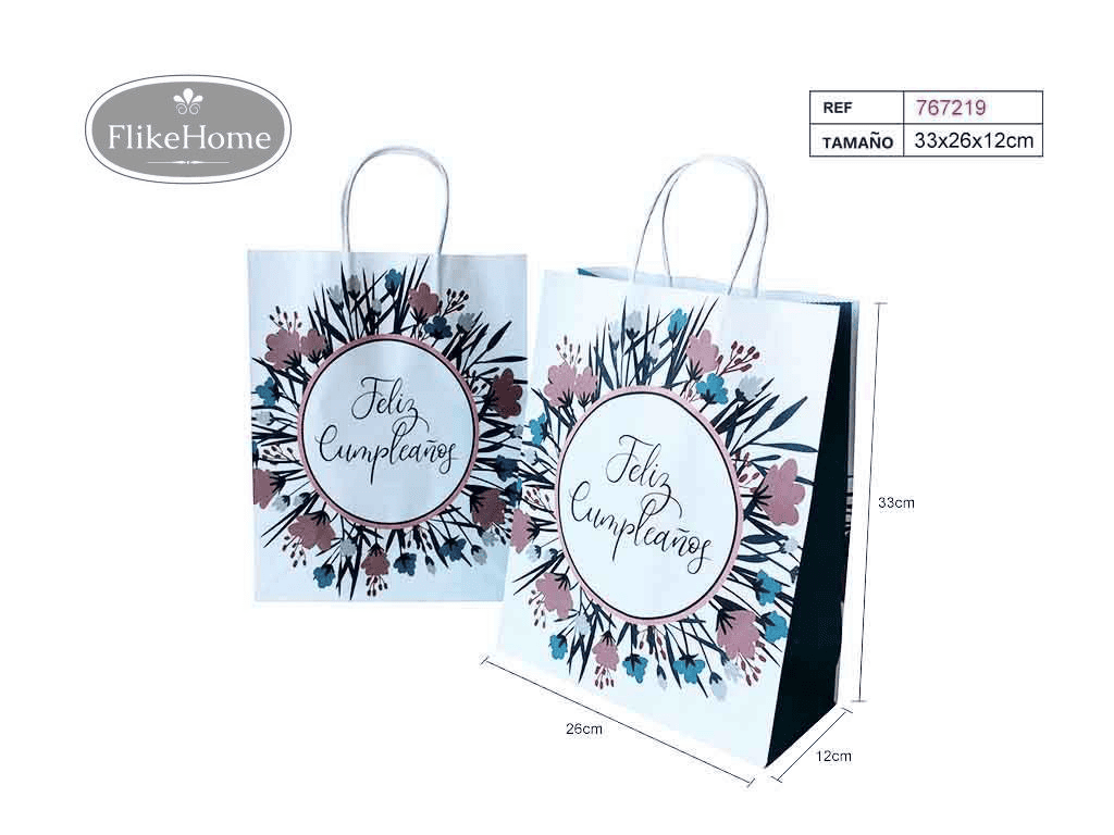Bolsa de Regalo de Papel con Asa (VARIOS TAMAÑOS DISPONIBLES) – Elegancia y Comodidad. Pack 12 Uds. - FlikeHome - Bolsa Regalo - 767219X12 - Bolsa Regalo -