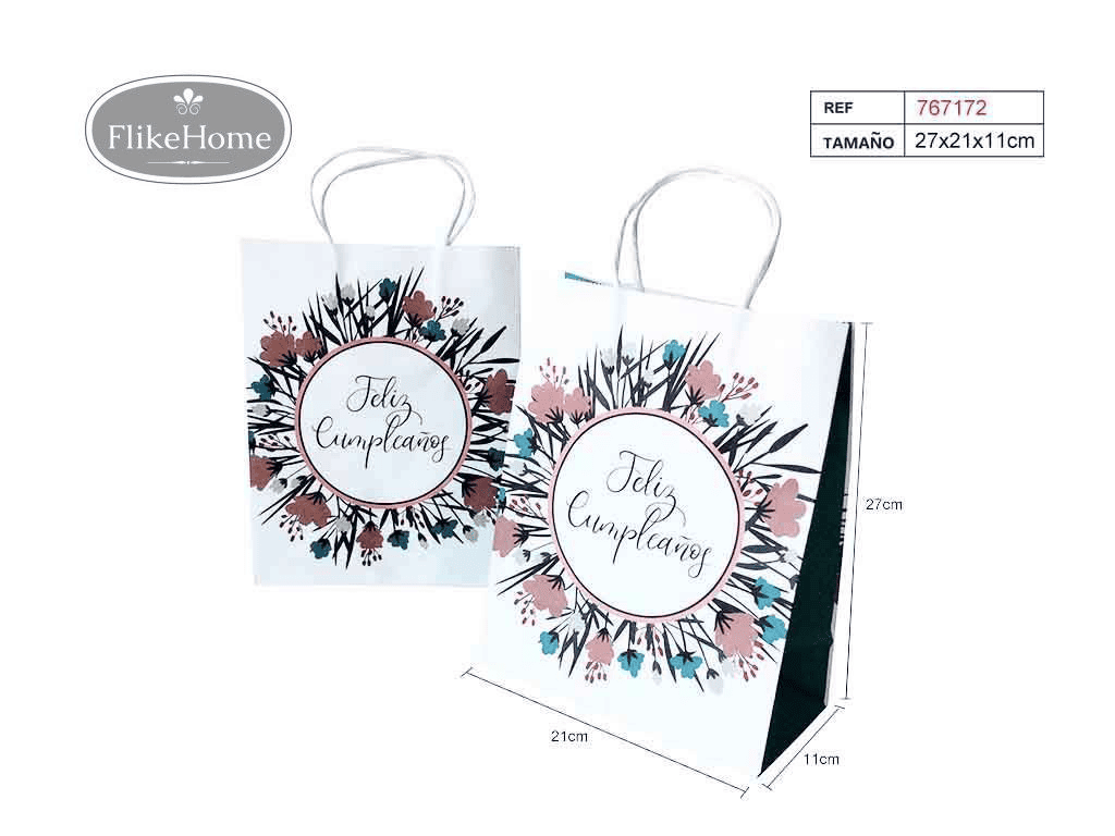 Bolsa de Regalo de Papel con Asa (VARIOS TAMAÑOS DISPONIBLES) – Elegancia y Comodidad. Pack 12 Uds. - FlikeHome - Bolsa Regalo - 767172X12 - Bolsa Regalo -