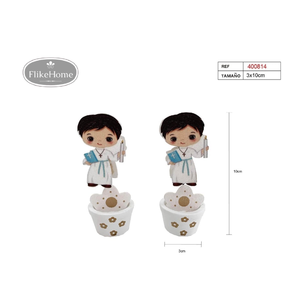 Flikehome - Pinza de madera Portafotos Comunión 10x3cm - Pack 12 Unidades - FlikeHome - Detalles de Comunión - 400814X12 - Detalles de Comunión -