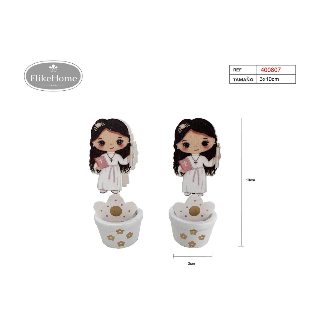 Flikehome - Pinza de madera Portafotos Comunión 10x3cm - Pack 12 Unidades - FlikeHome - Detalles de Comunión - 400807X12 - Detalles de Comunión -