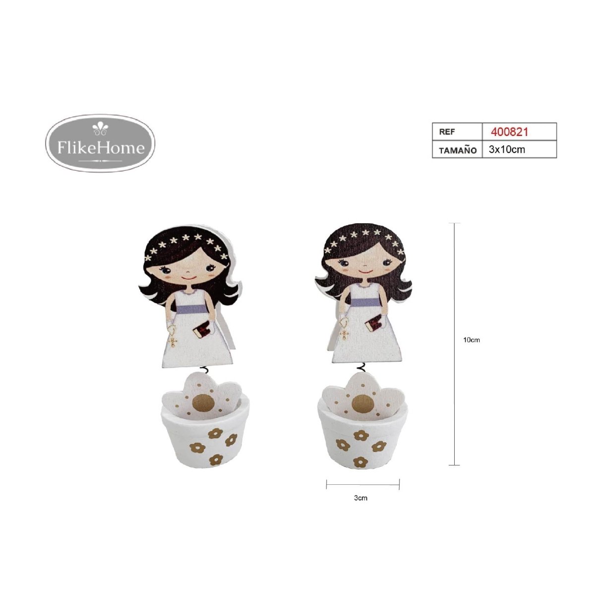 Flikehome - Pinza de madera Portafotos Comunión 10x3cm - Pack 12 Unidades - FlikeHome - Detalles de Comunión - 400821X12 - Detalles de Comunión -