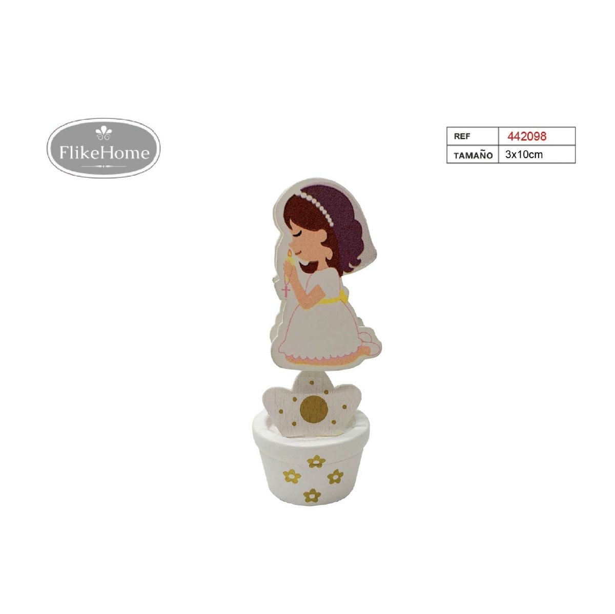 Flikehome - Pinza de madera Portafotos Comunión 10x3cm - Pack 12 Unidades - FlikeHome - Detalles de Comunión - 442098X12 - Detalles de Comunión -