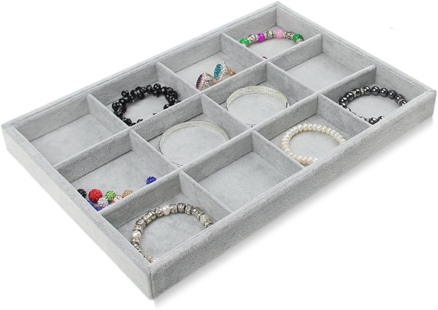 Bandeja de Joyería 12 Huecos - Pack 3 Uds. - FlikeHome - Organizador Joyas - 398043X3_Beige - Organizador Joyas - 