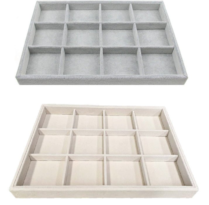 Bandeja de Joyería 12 Huecos - Pack 3 Uds. - FlikeHome - Organizador Joyas - 398043X3_Beige - Organizador Joyas - 