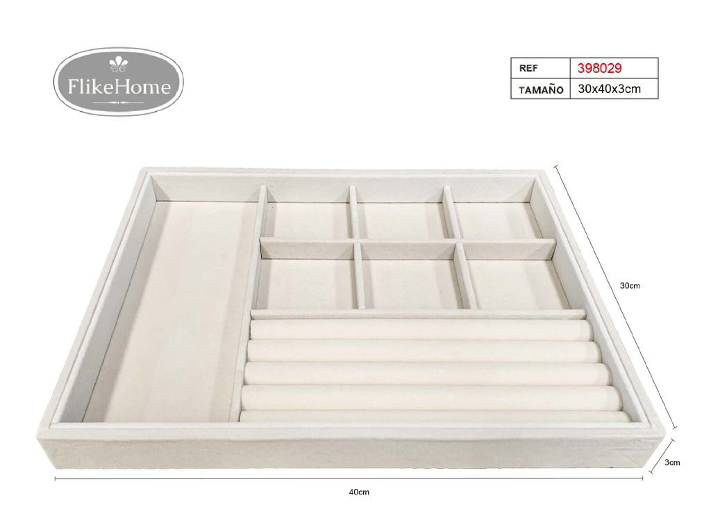 Bandeja de Joyería variedad huecos - Pack 3 Uds. - FlikeHome - Organizador Joyas - 398029X3_Beige - Organizador Joyas - 