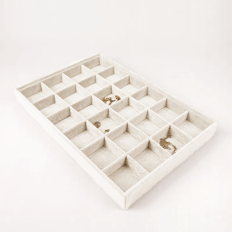 Bandeja Joyería 24 Huecos - Pack 3 Uds. - FlikeHome - Organizador Joyas - 394007X3_Beige - Organizador Joyas - 