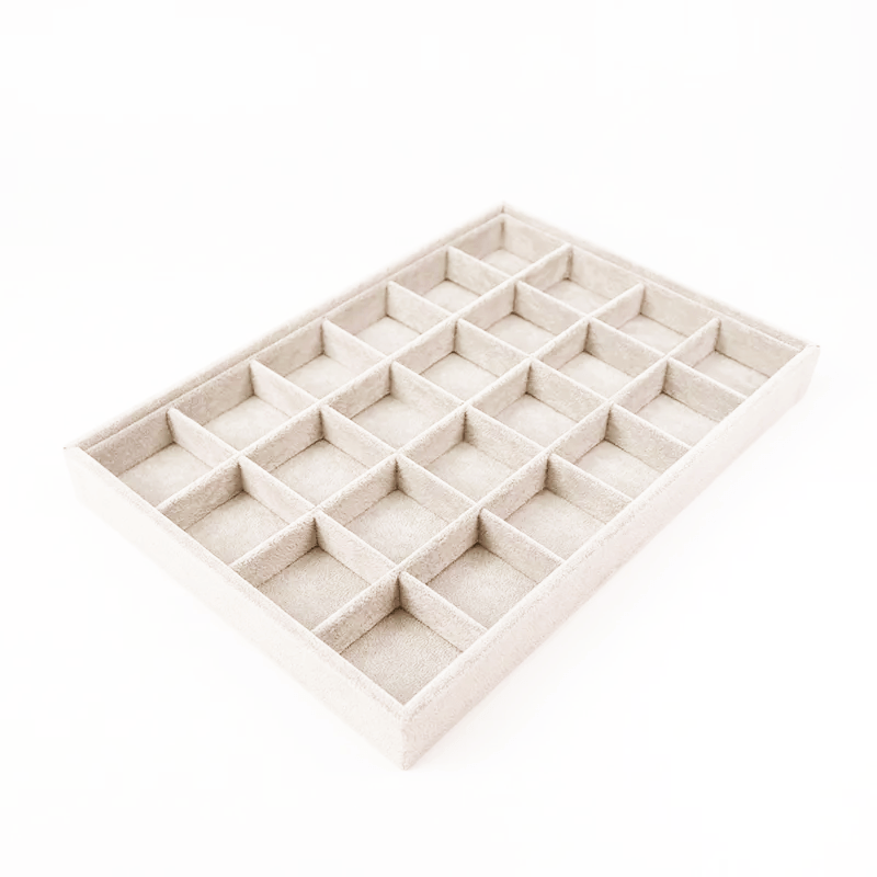 Bandeja Joyería 24 Huecos - Pack 3 Uds. - FlikeHome - Organizador Joyas - 394007X3_Beige - Organizador Joyas - 