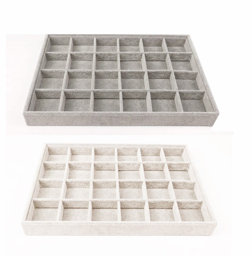 Bandeja Joyería 24 Huecos - Pack 3 Uds. - FlikeHome - Organizador Joyas - 394007X3_Beige - Organizador Joyas - 