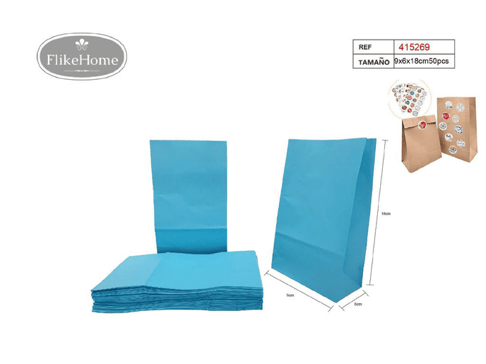 Bolsa de papel sin asa (VARIOS TAMAÑOS DISPONIBLES) - 6 Paquetes de 50 Uds.