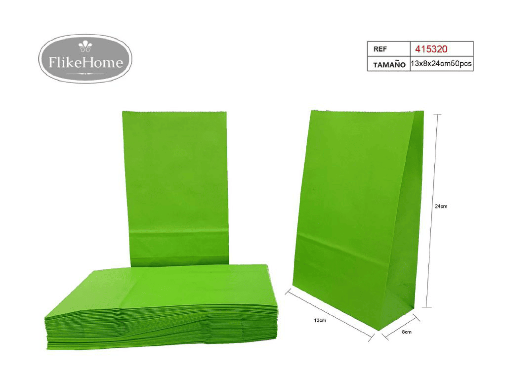 Bolsa de papel sin asa (VARIOS TAMAÑOS DISPONIBLES) - 6 Paquetes de 50 Uds. - FlikeHome - Bolsa Regalo - 415320X6 - Bolsa Regalo - 
