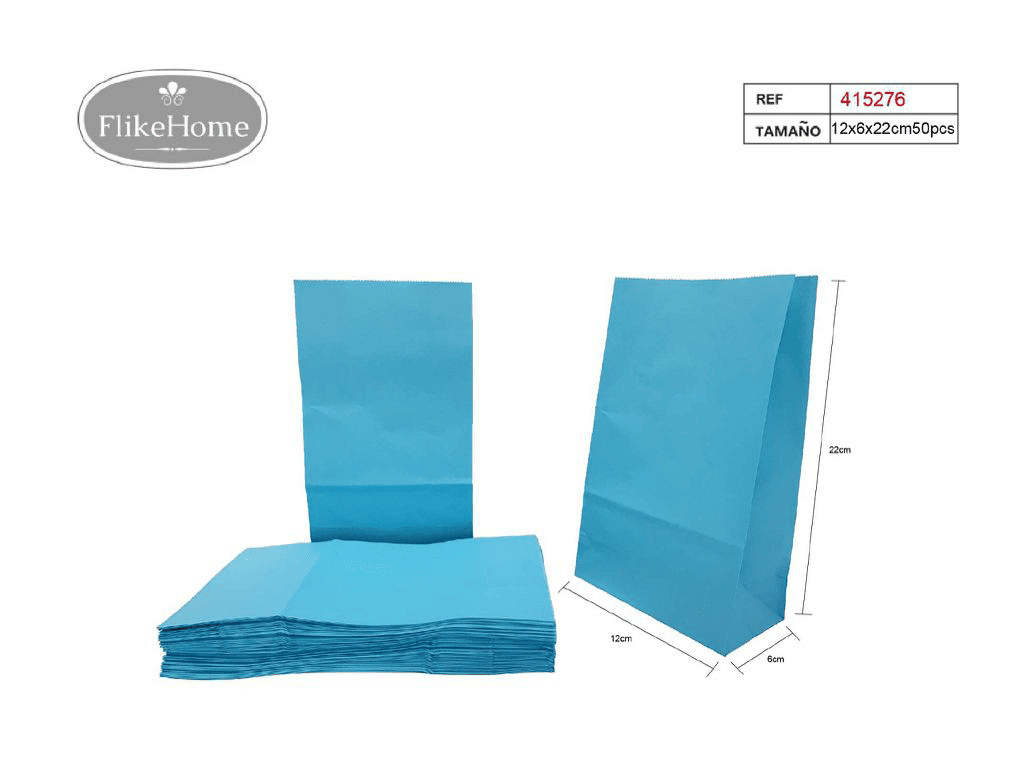 Bolsa de papel sin asa (VARIOS TAMAÑOS DISPONIBLES) - 6 Paquetes de 50 Uds. - FlikeHome - Bolsa Regalo - 415276X6 - Bolsa Regalo - 