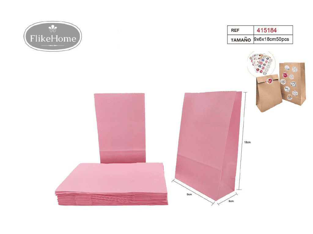 Bolsa de papel sin asa (VARIOS TAMAÑOS DISPONIBLES) - 6 Paquetes de 50 Uds. - FlikeHome - Bolsa Regalo - 415184X6 - Bolsa Regalo - 