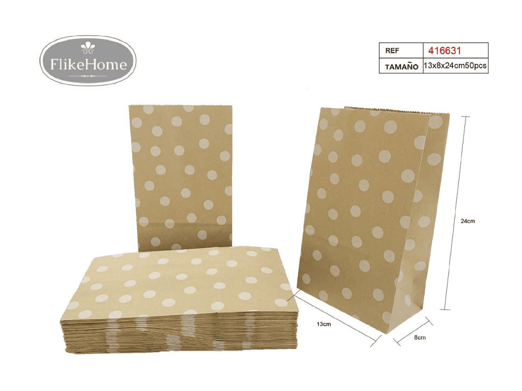 Bolsa de papel sin asa (VARIOS TAMAÑOS DISPONIBLES) - 6 Paquetes de 50 Uds. - FlikeHome - Bolsa Regalo - 416631X6 - Bolsa Regalo - 