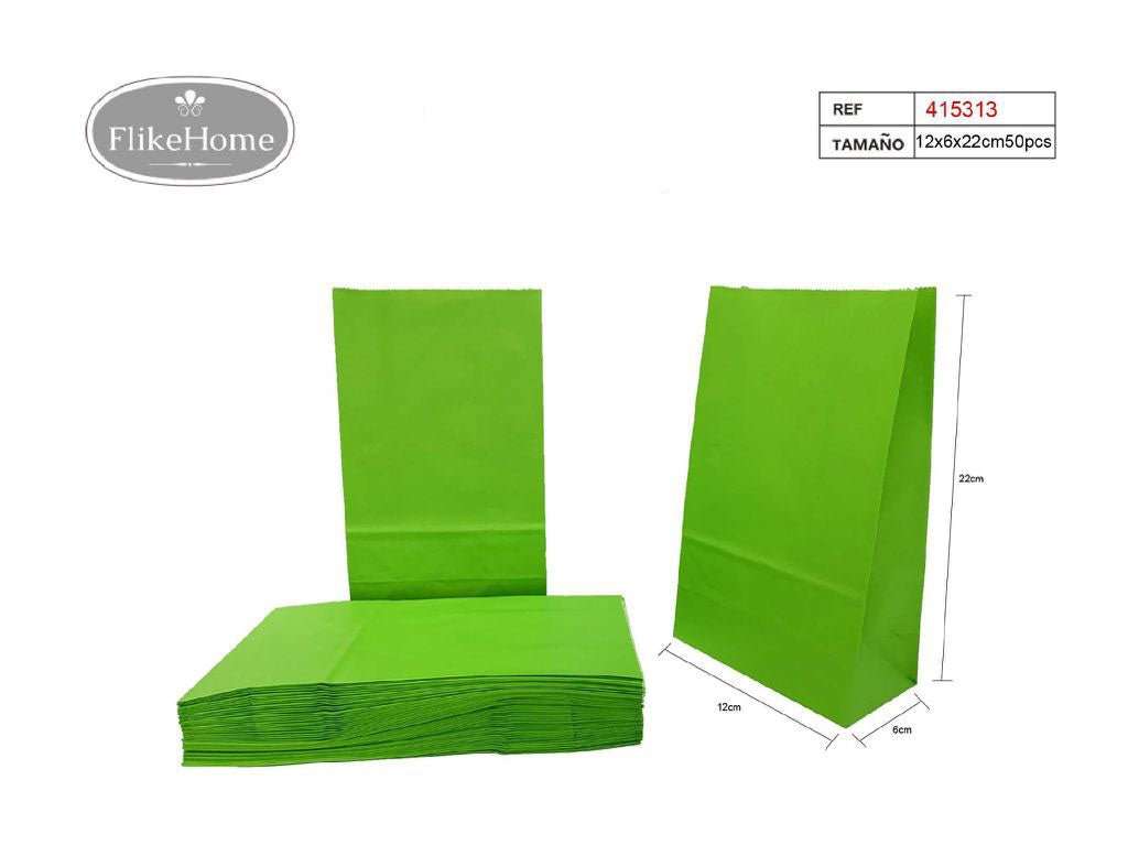 Bolsa de papel sin asa (VARIOS TAMAÑOS DISPONIBLES) - 6 Paquetes de 50 Uds. - FlikeHome - Bolsa Regalo - 415313X6 - Bolsa Regalo - 