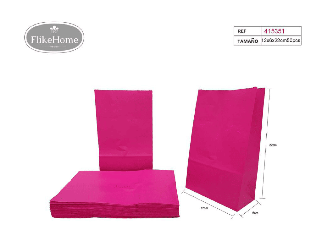 Bolsa de papel sin asa (VARIOS TAMAÑOS DISPONIBLES) - 6 Paquetes de 50 Uds. - FlikeHome - Bolsa Regalo - 415351X6 - Bolsa Regalo - 
