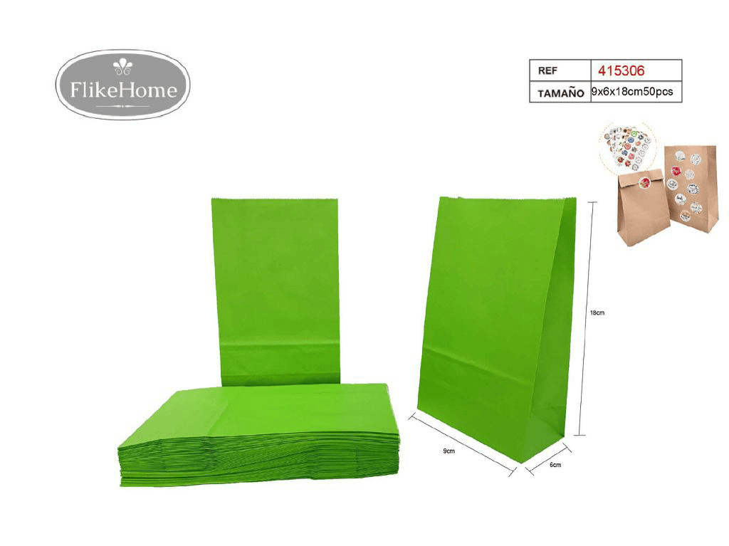Bolsa de papel sin asa (VARIOS TAMAÑOS DISPONIBLES) - 6 Paquetes de 50 Uds. - FlikeHome - Bolsa Regalo - 415306X6 - Bolsa Regalo - 