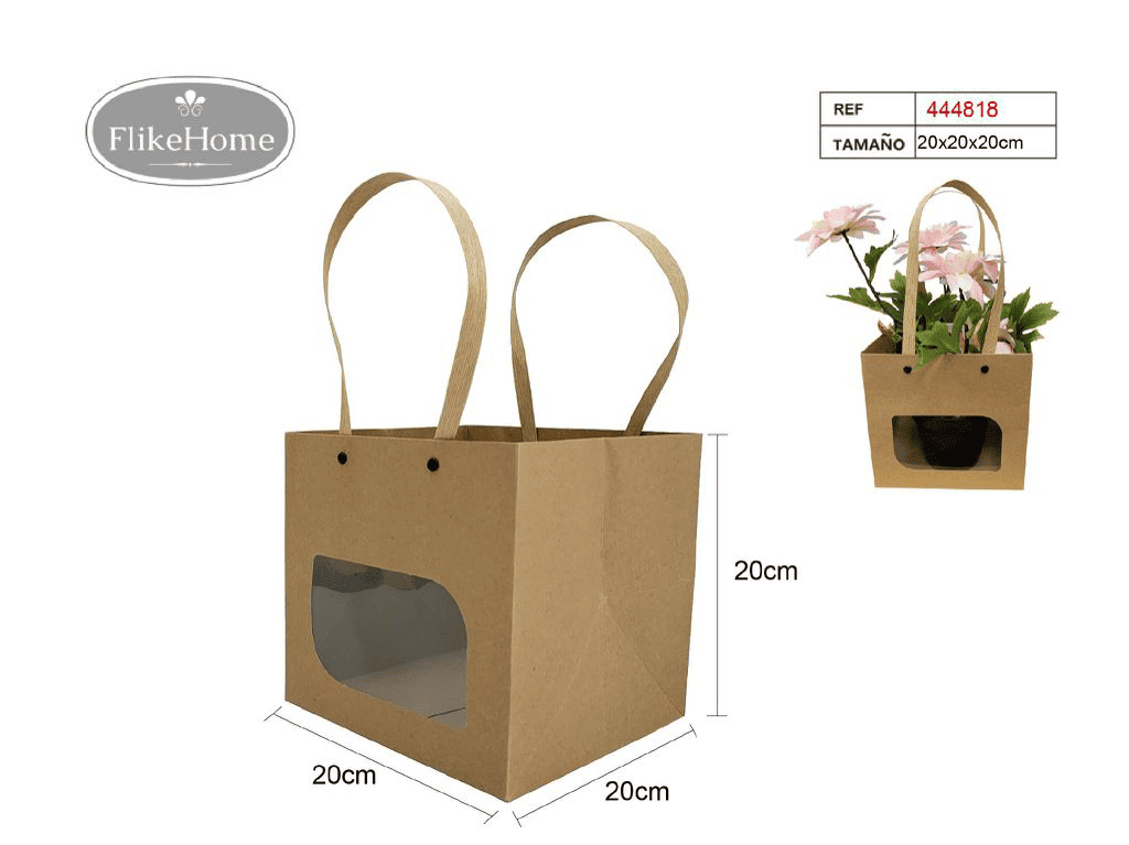 Bolsa de Regalo con Ventana Transparente (VARIOS TAMAÑOS DISPONIBLES) - Pack 12 Uds. - FlikeHome - Bolsa Regalo - 444818X12 - Bolsa Regalo - 