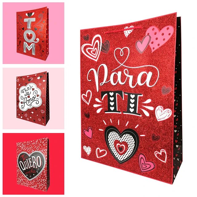 Bolsa de Regalo de Amor (VARIOS TAMAÑOS DISPONIBLES) - Pack 12 Uds. - FlikeHome - Bolsa Regalo - 441459X12 - Bolsa Regalo - 