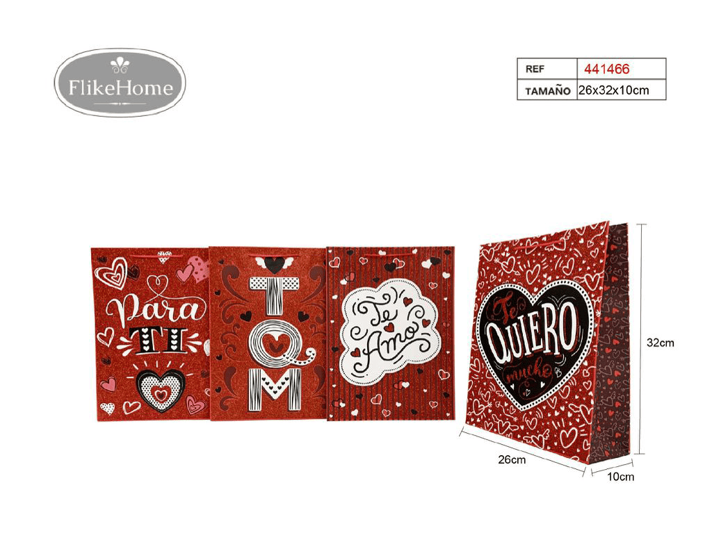 Bolsa de Regalo de Amor (VARIOS TAMAÑOS DISPONIBLES) - Pack 12 Uds. - FlikeHome - Bolsa Regalo - 441466X12 - Bolsa Regalo - 