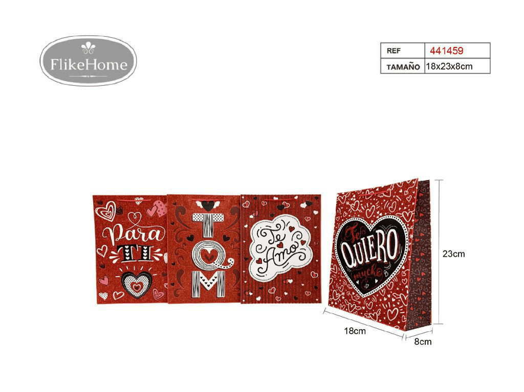 Bolsa de Regalo de Amor (VARIOS TAMAÑOS DISPONIBLES) - Pack 12 Uds. - FlikeHome - Bolsa Regalo - 441459X12 - Bolsa Regalo - 