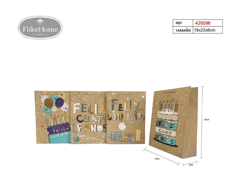 Bolsa de Regalo de Cumpleaños (VARIOS TAMAÑOS DISPONIBLES) - Pack 12 Uds.
