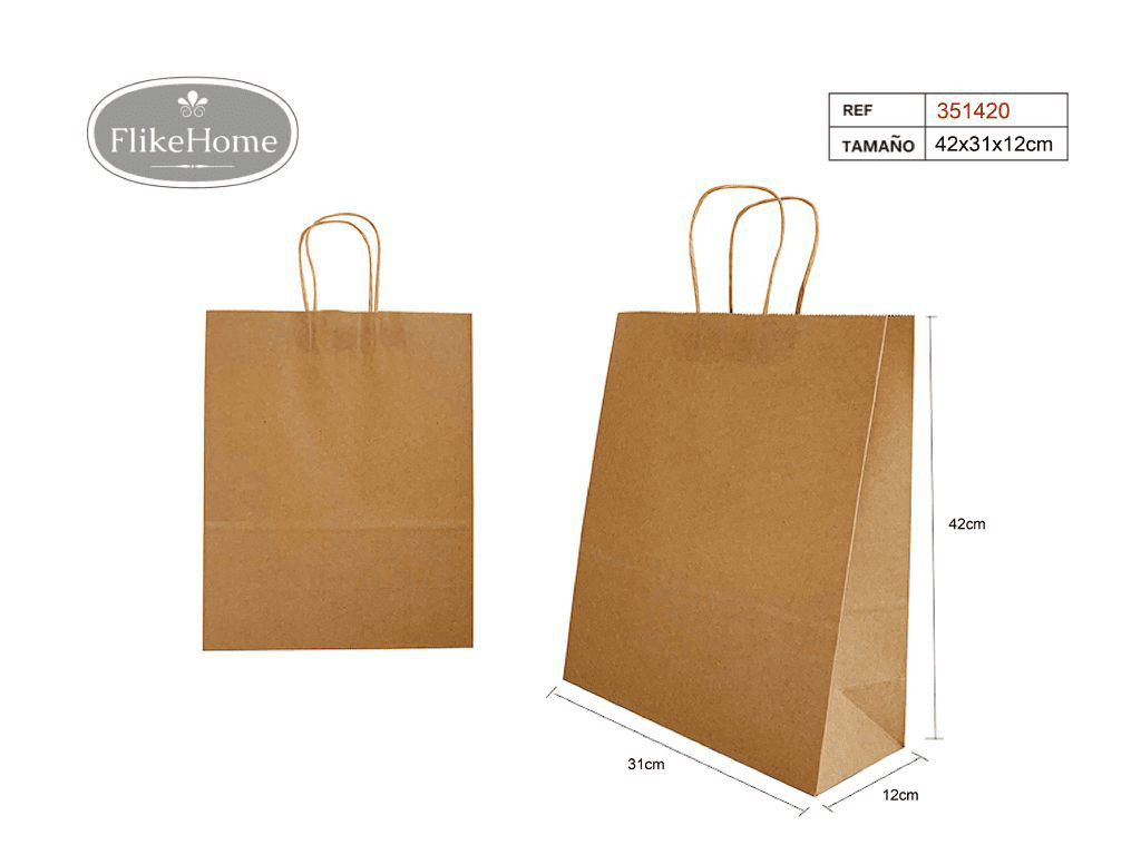 Bolsa de Regalo de Papel con Asa (VARIOS TAMAÑOS DISPONIBLES) – Elegancia y Comodidad. Pack 12 Uds. - FlikeHome - Bolsa Regalo - 351420X12 - Bolsa Regalo - 