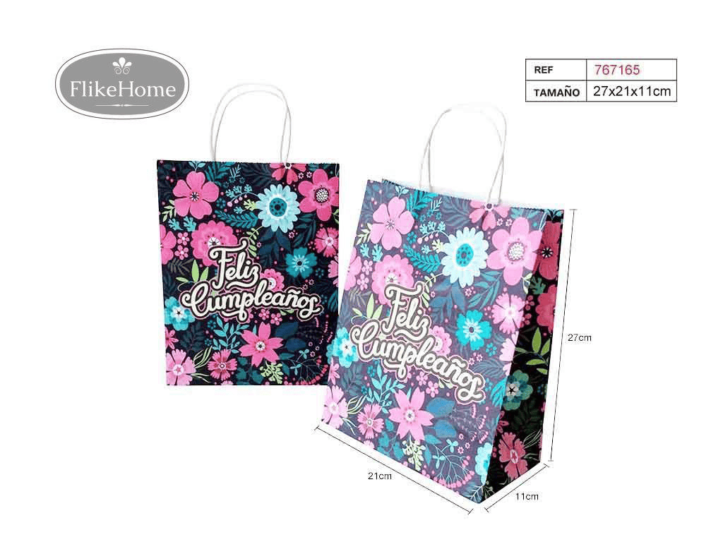 Bolsa de Regalo de Papel con Asa (VARIOS TAMAÑOS DISPONIBLES) – Elegancia y Comodidad. Pack 12 Uds. - FlikeHome - Bolsa Regalo - 767165X12 - Bolsa Regalo - 