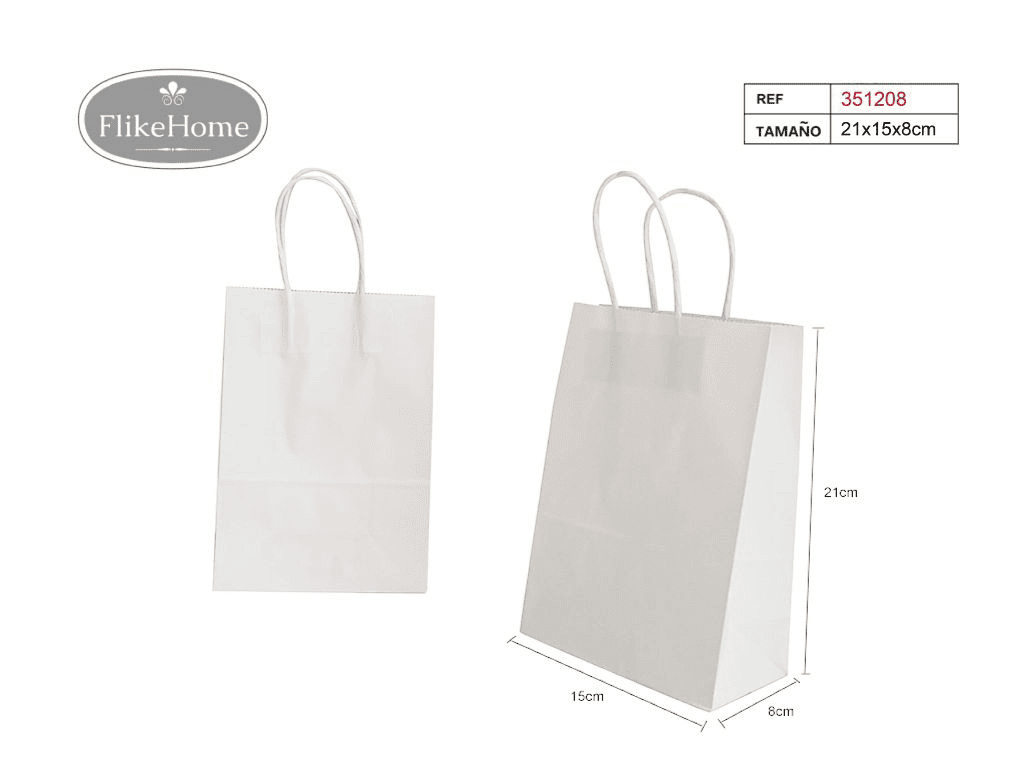 Bolsa de Regalo de Papel con Asa (VARIOS TAMAÑOS DISPONIBLES) – Elegancia y Comodidad. Pack 12 Uds. - FlikeHome - Bolsa Regalo - 351208X12 - Bolsa Regalo - 
