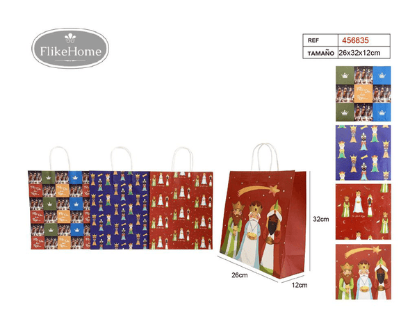 Bolsa de Regalo de Papel Reyes Magos (VARIOS TAMAÑOS DISPONIBLES) - Pack 24 Uds.