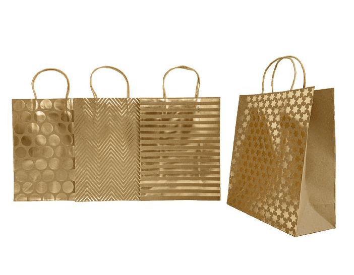 Bolsa de Regalo Dorada (VARIOS TAMAÑOS DISPONIBLES) - Pack 12 Uds. - FlikeHome - Bolsa Regalo - 452370X12 - Bolsa Regalo - 