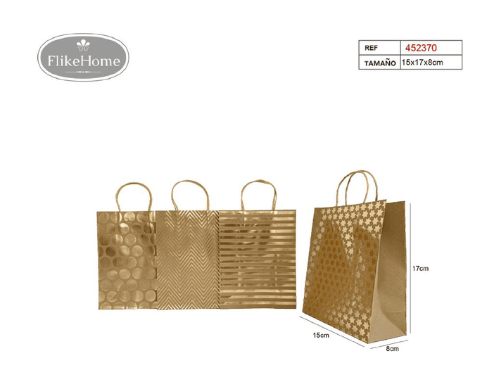 Bolsa de Regalo Dorada (VARIOS TAMAÑOS DISPONIBLES) - Pack 12 Uds.