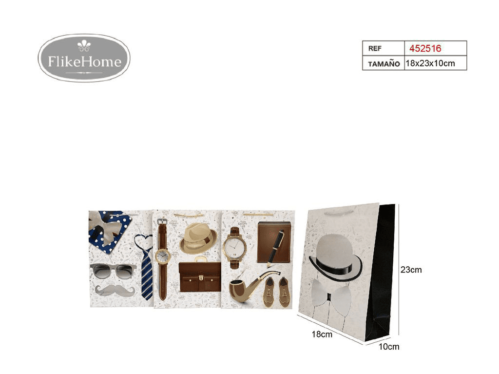 Bolsa de Regalo para Caballero (VARIOS TAMAÑOS DISPONIBLES) - Pack 12 Uds. - FlikeHome - Bolsa Regalo - 452516X12 - Bolsa Regalo - 