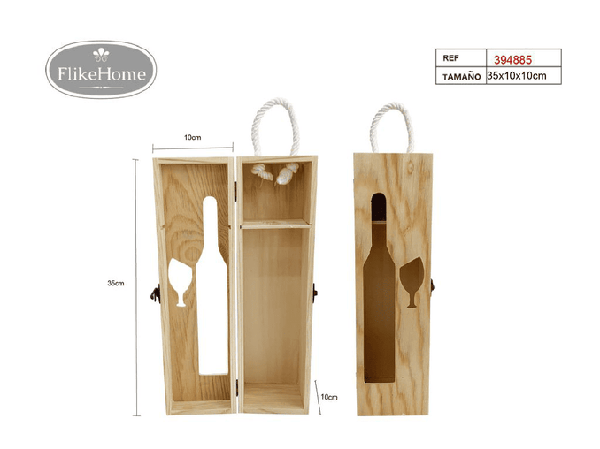 Caja de Madera con Asa para Vino - Pack 6 Uds.