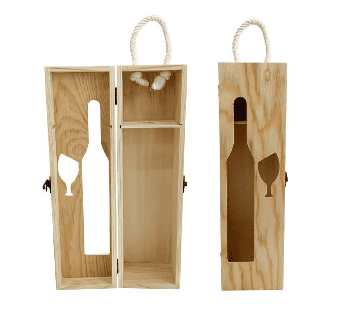 Caja de Madera con Asa para Vino - Pack 6 Uds. - FlikeHome - Caja Madera - 394885X6 - Caja Madera - 