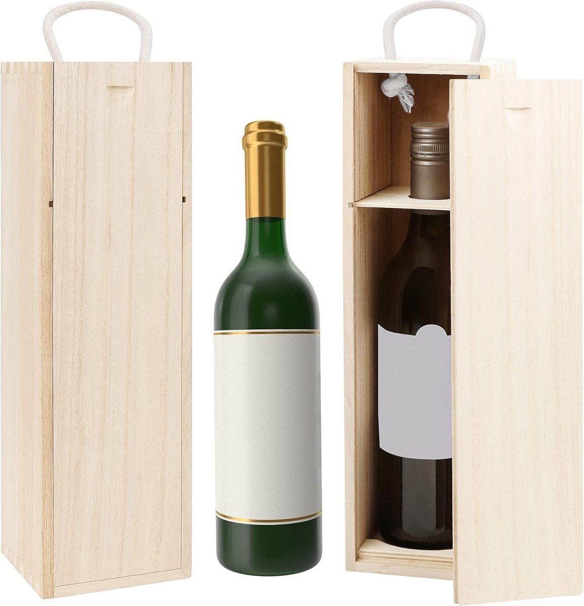 Caja de Madera con Asa para Vino - Pack 6 Uds. - FlikeHome - Caja Madera - 394885X6 - Caja Madera - 