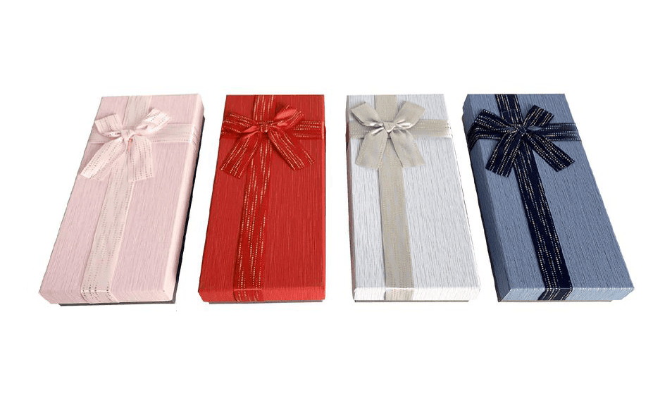 Caja de Regalo con Lazo (24.5x11.5x4cm) - Pack 24 Uds. - FlikeHome - Caja Regalo - 402474X12 - Caja regalo - 