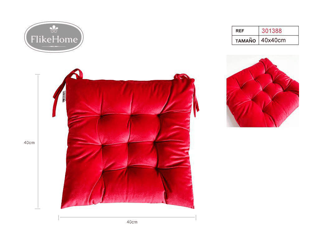 Cojín de Silla Terciopelo - Pack 12 Uds. - FlikeHome - Cojín de Silla - 301388X12_Burdeos - Cojín de Silla - 