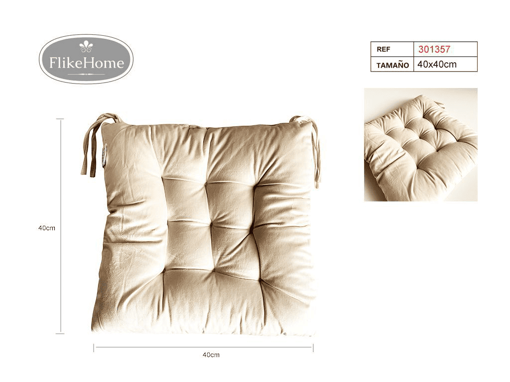 Cojín de Silla Terciopelo - Pack 12 Uds. - FlikeHome - Cojín de Silla - 301357X12_Beige - Cojín de Silla - 
