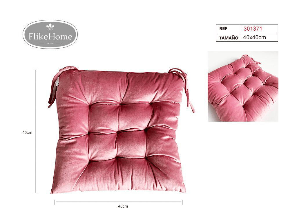 Cojín de Silla Terciopelo - Pack 12 Uds. - FlikeHome - Cojín de Silla - 301371X12_Rosa - Cojín de Silla - 