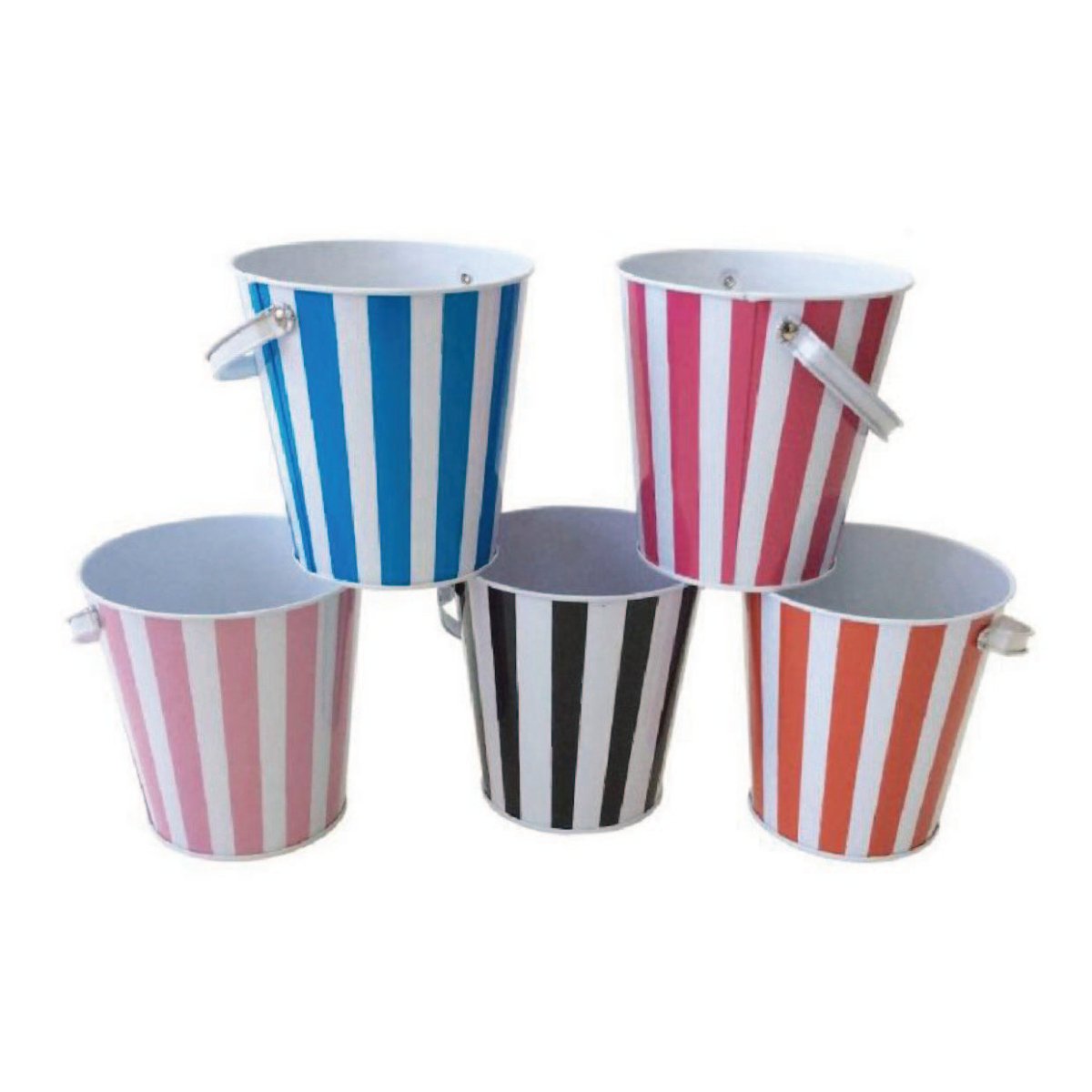 Cubo de Metal con Diseño Rayas (11x11 cm) - Pack 36 Uds. - FlikeHome - Cubo Metal - 721631X36 - Cubo Metal - Maceta metal - 