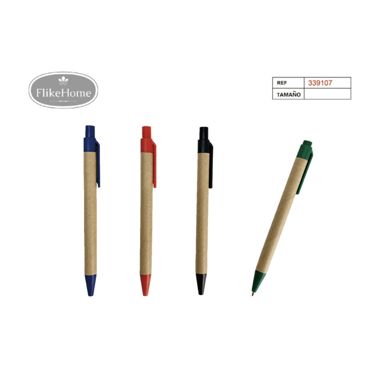 Flikehome - Bolígrafo de cartón - Pack 12 Unidades