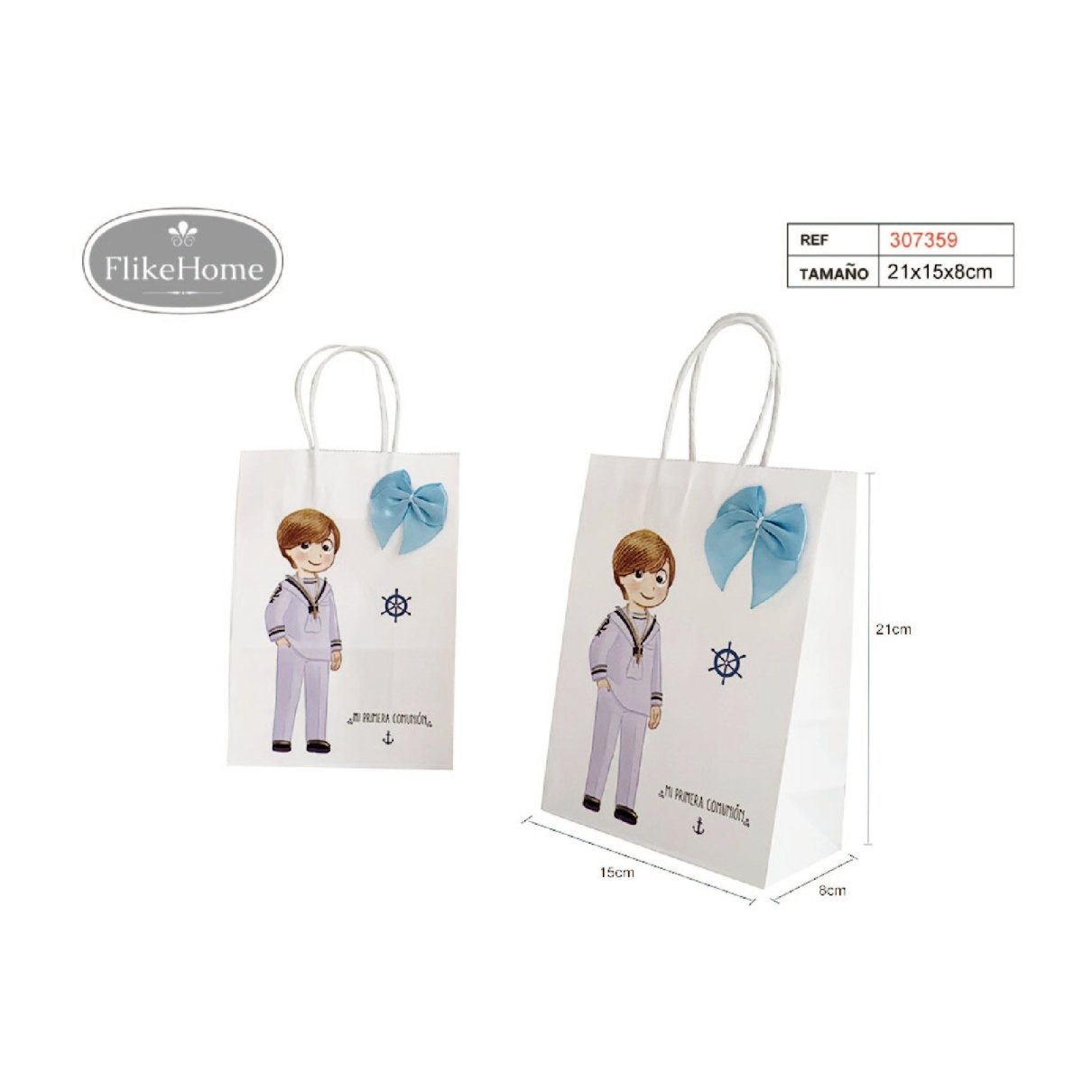 Flikehome - Bolsa de papel para regalo Comunión - Pack 12 Unidades