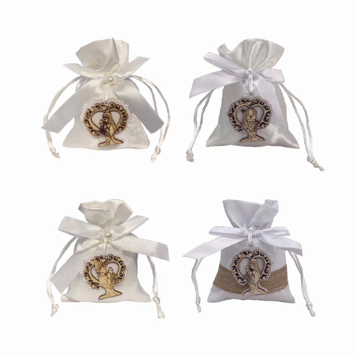 Flikehome - Bolsas efecto seda Comunión 2pcs. 13.5x10cm - Pack 12 Blisters - FlikeHome - Detalles de Comunión - 338001X12 - Detalles de Comunión - 