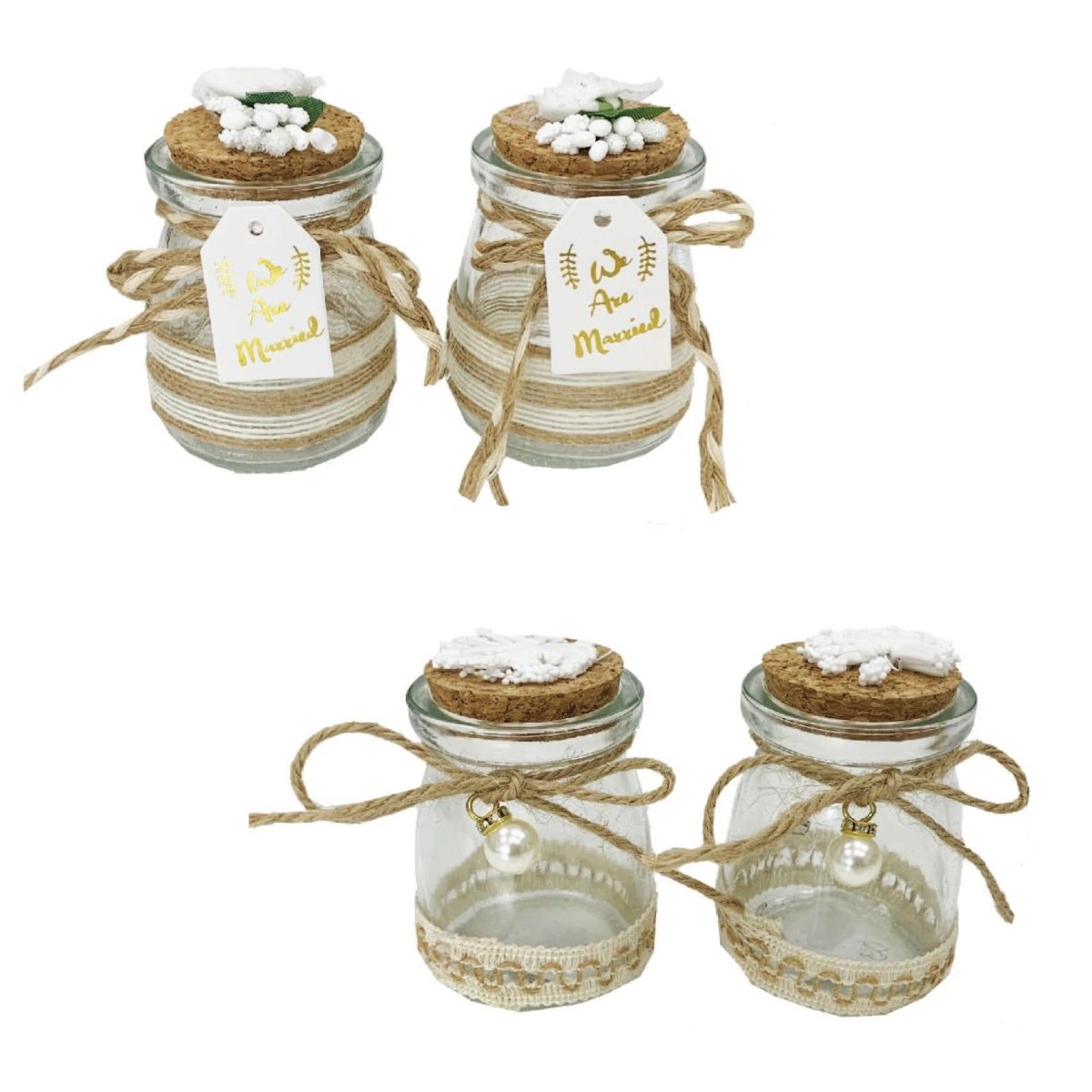 Flikehome - Bote de cristal Boda 7.5x5.5cm - Pack 12 Unidades - FlikeHome - Detalles de Boda - 330821X12 - Detalles de Boda - 