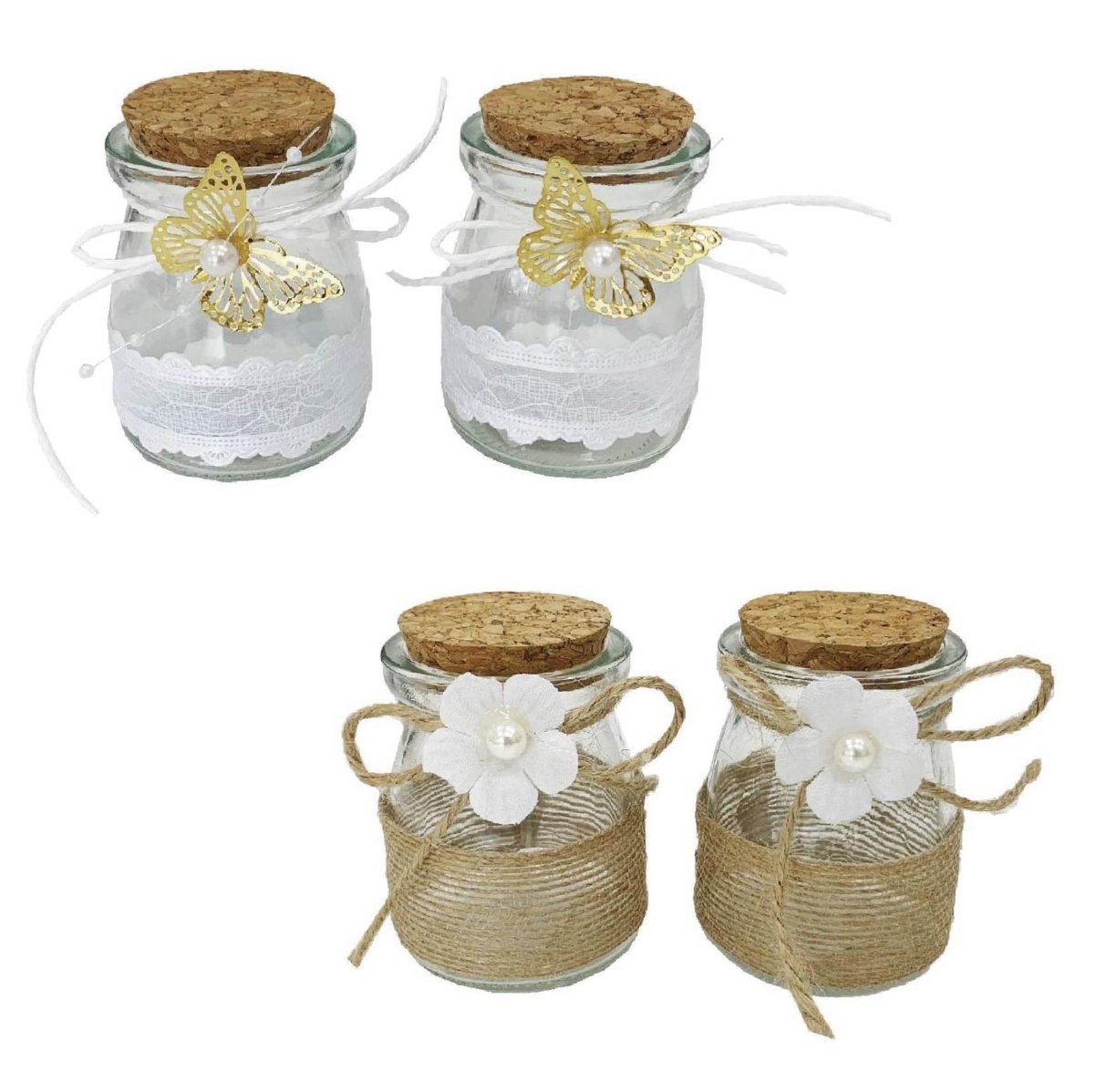 Flikehome - Bote de cristal Boda 8x5.5cm - Pack 12 Unidades - FlikeHome - Detalles de Boda - 400340X12 - Detalles de Boda - 
