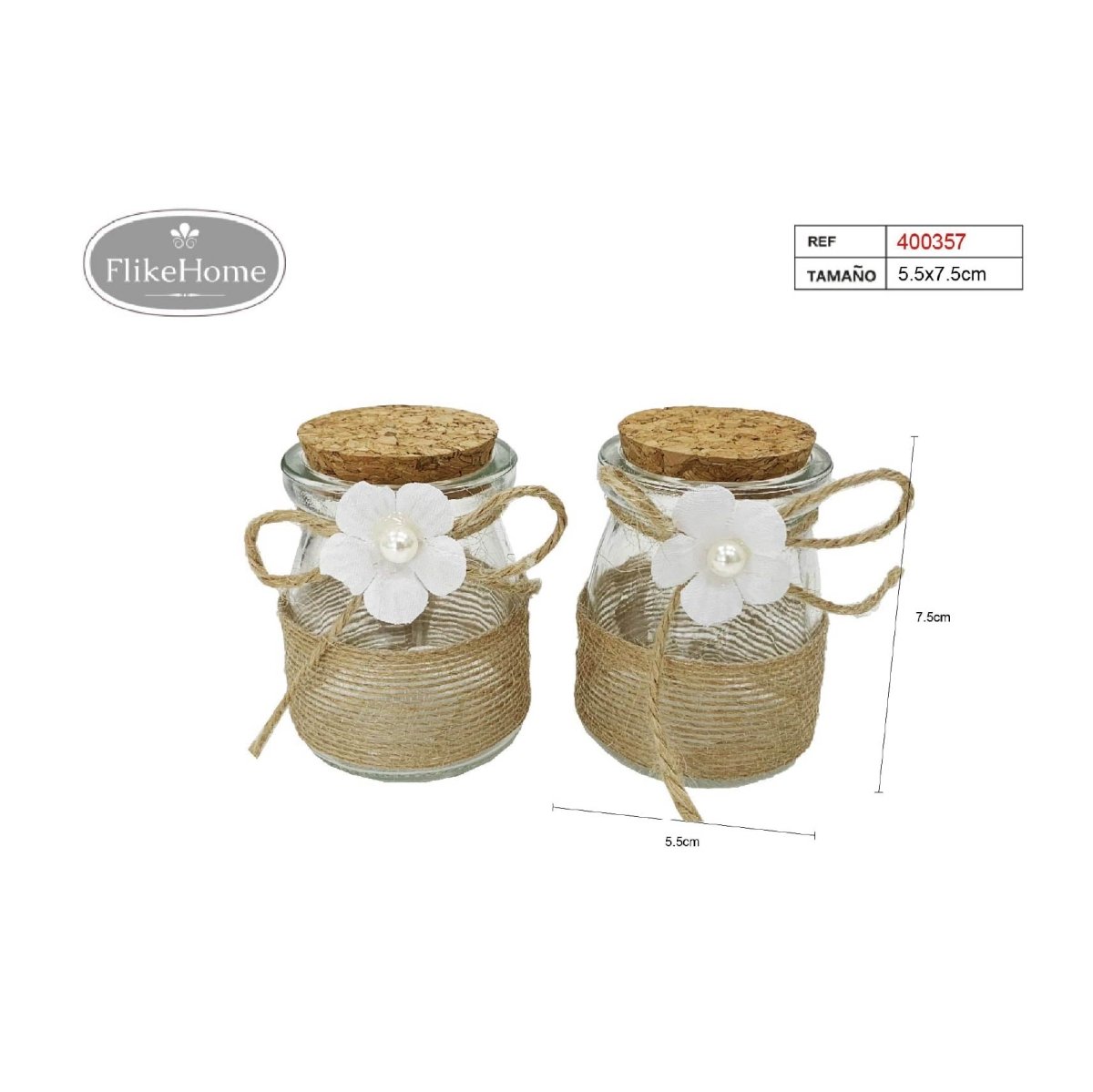 Flikehome - Bote de cristal Boda 8x5.5cm - Pack 12 Unidades - FlikeHome - Detalles de Boda - 400357X12 - Detalles de Boda - 