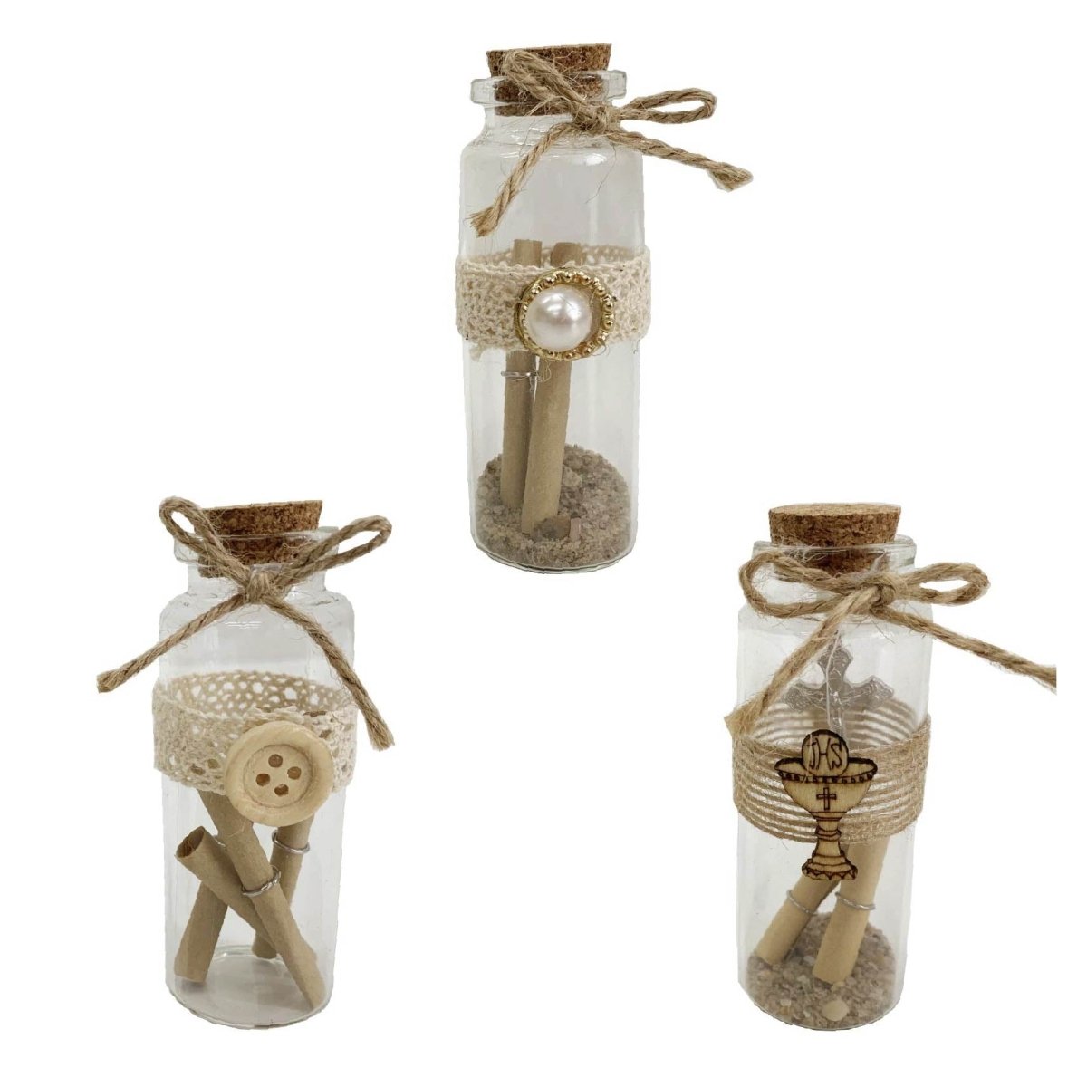 Flikehome - Botella de cristal con notas 8x3cm - Pack 12 Unidades - FlikeHome - Detalles de Boda - 413272X12 - Detalles de Bautizo/Baby Shower - Detalles de Boda - Detalles de Comunión