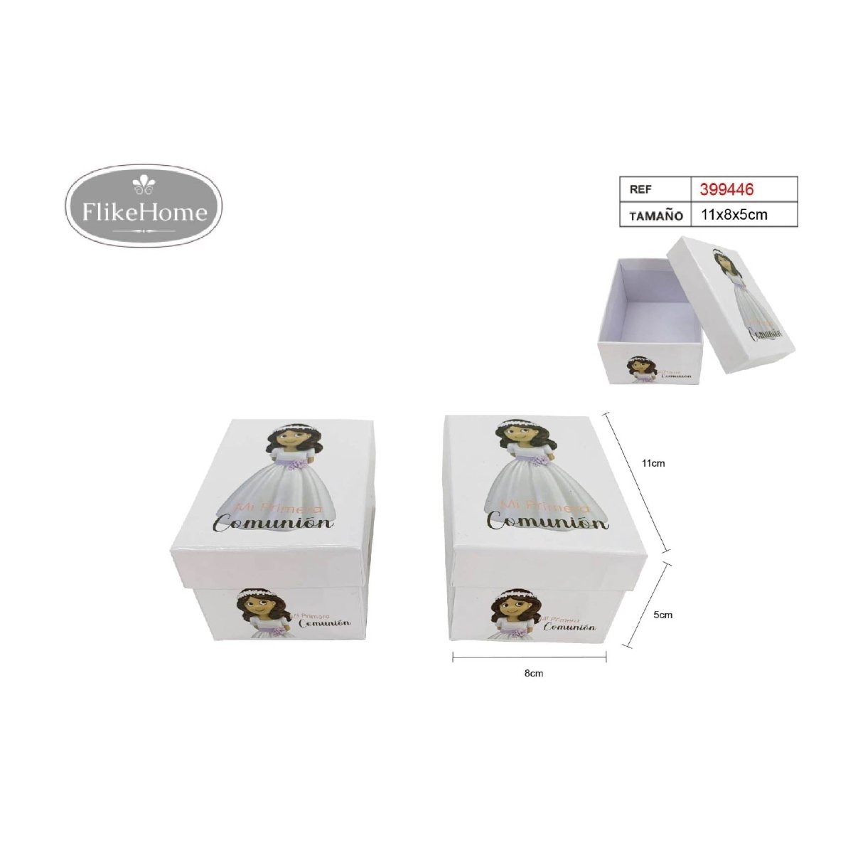 Flikehome - Caja de cartón Comunión 11x8x5cm - Pack 12 Unidades